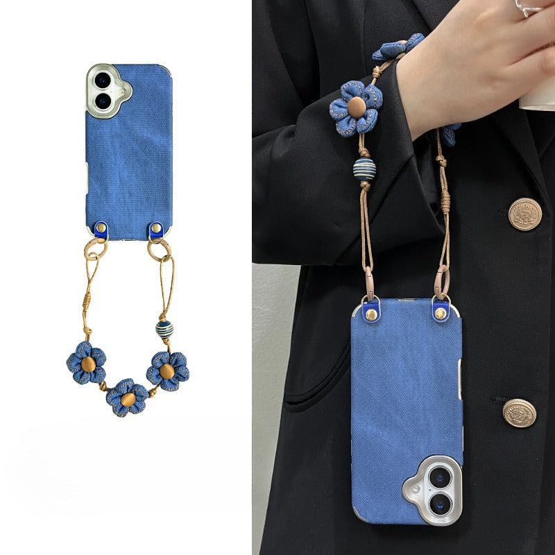Blue Flower Bracelet Anti-fall Phone Case For iPhone