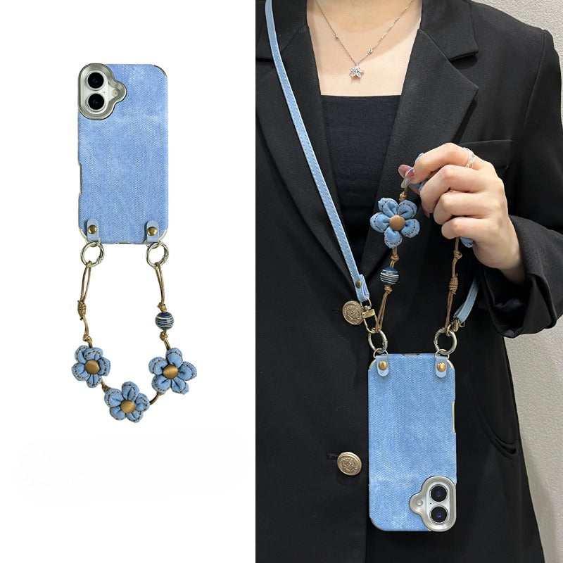 Blue Flower Bracelet Anti-fall Phone Case For iPhone