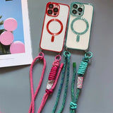Crossbody Adjustable Strap Lanyard Plating Magnetic Phone Case For iPhone