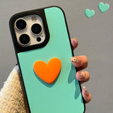 Contrast Color Heart Phone Case For iPhone