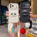 3D Cat Lanyard Anti-drop Phone Case For iPhone