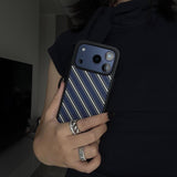 Blue and White Striped Epoxy Phone Case For iPhone