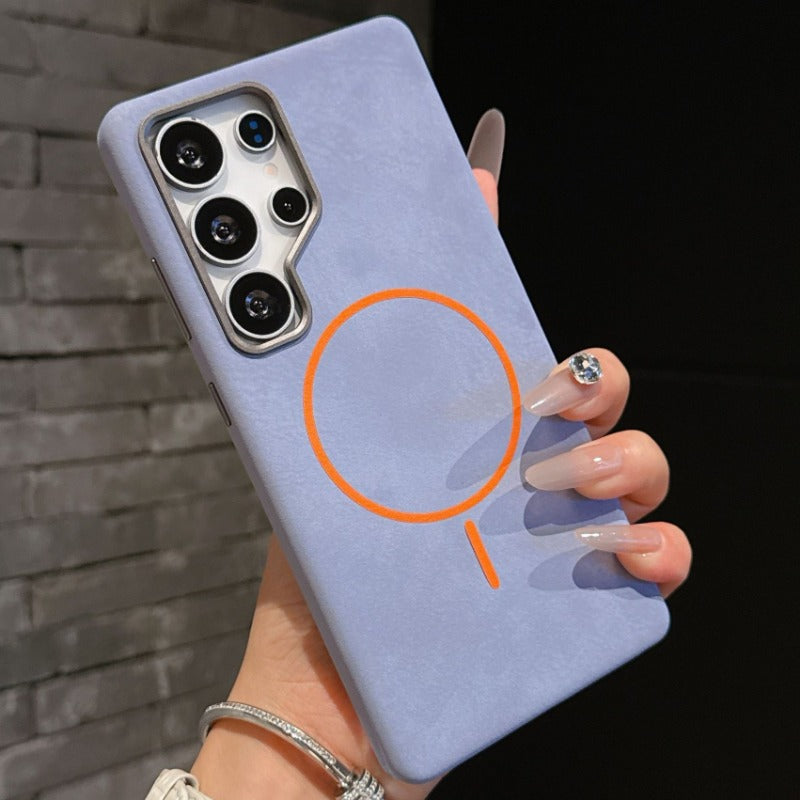 Magnetic Thin Circle Leather Phone Case For Samsung