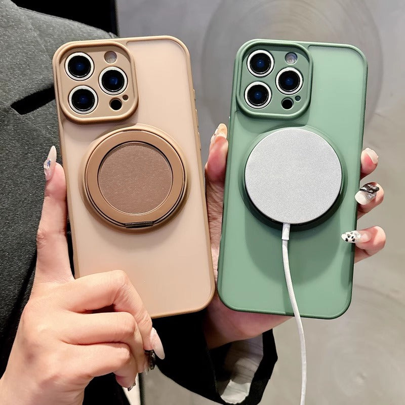 Magnetic Bracket Wireless Charging Case For iPhone