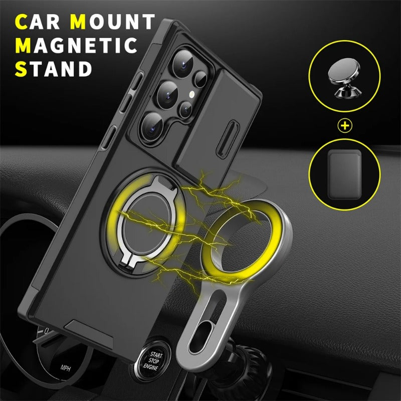 Slide Camera Protection Magnetic Stand Phone Case For Samsung