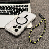 Simple Magnetic Corrugated Pattern Phone Case with Lanyard For iPhone
