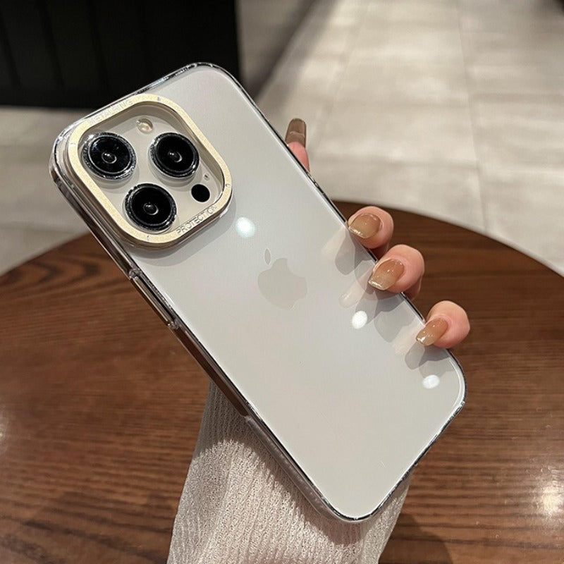 Transparent Metal Lens Phone Case For iPhone