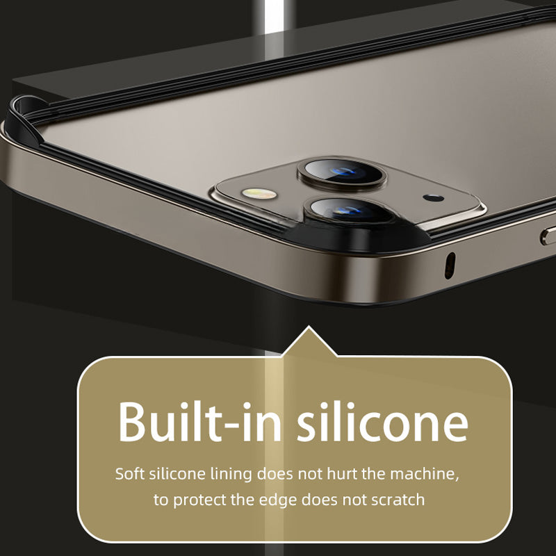 Hybrid Silicone Frame Aluminum Metal Phone Case For iPhone