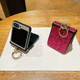 PC Hinge Ring Glitter Phone Case For Samsung Z FLIP 7 6 5 4 3