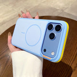 Color-blocked Four-corner Shockproof Magnetic Phone Case For iPhone
