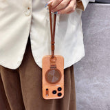 Magnetic Rotating Stand Lanyard Phone Case For iPhone