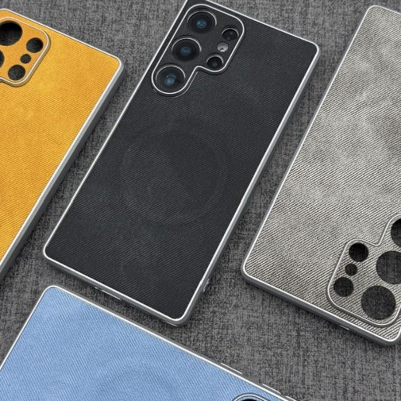 Magnetic Denim Textured Soft Phone Case For Samsung