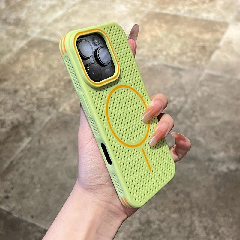 Contrast Color Heat Dissipation Magnetic Phone Case For iPhone