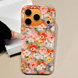 Silicone Anti-fall Oil Painting Flower Phone Case For iPhone