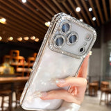 Sparkling Rhinestone Plating Clear Phone Case For iPhone