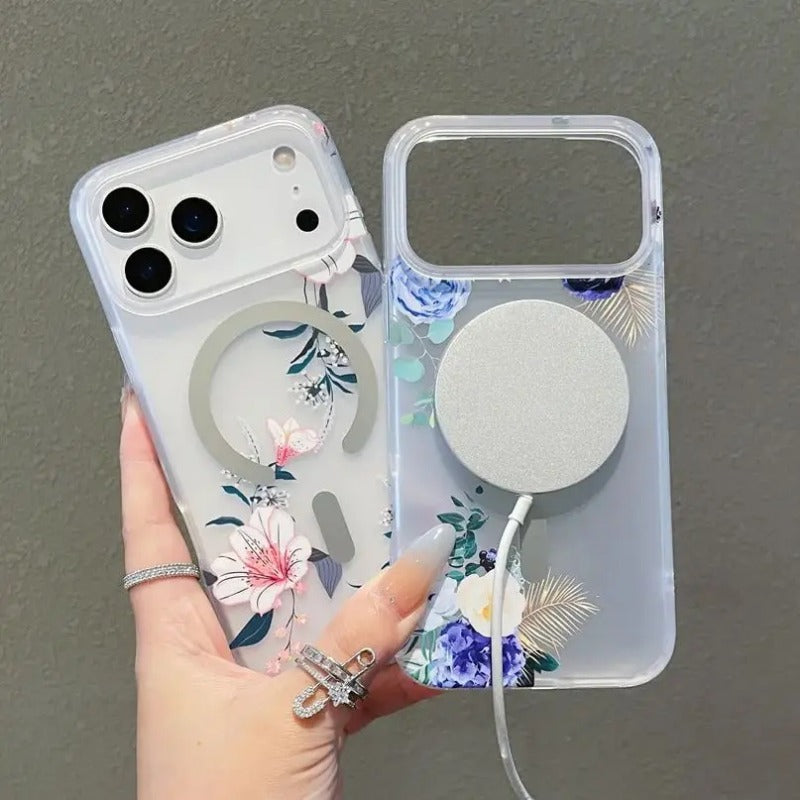 Luxury Flower Pattern For Magsafe Magnetic Case For iPhone