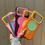 Color-blocking Wavy Magnetic Shockproof Phone Case For iPhone