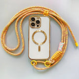Crossbody Adjustable Strap Lanyard Plating Magnetic Phone Case For iPhone