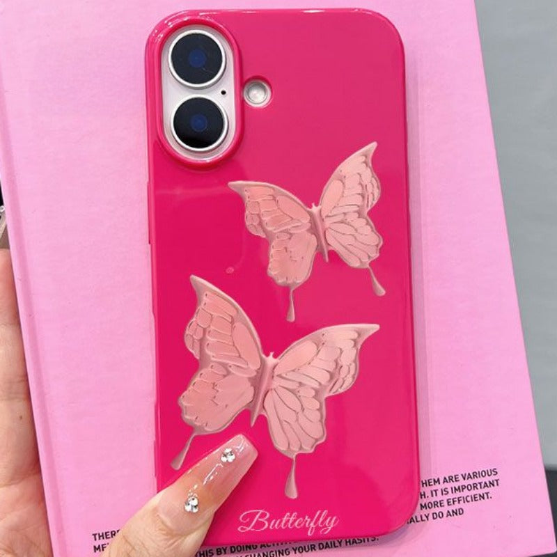 Pink Butterfly Jelly Phone Case For iPhone