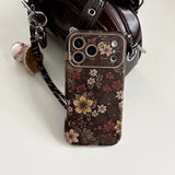 Full Screen Retro Vibrant Flower Strap Phone Case For iPhone