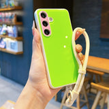 Solid Color Contrast Lanyard Phone Case For Samsung