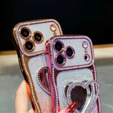 Heart-shaped Crystal Lanyard Phone Case For iPhone