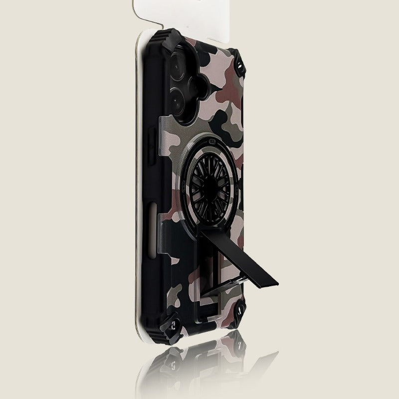 Camouflage Gyro Magnetic Bracket Phone Case For iPhone
