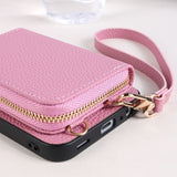 Solid Color Lanyard Card Holder Phone Case For Samsung