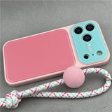Color-blocked Phone Case with Lanyard For iPhone