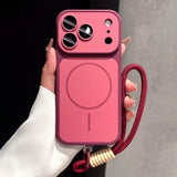 For Magsafe Liquid Silicone Lanyard Wrist Strap Magnetic Lens Protectio Case For iPhone