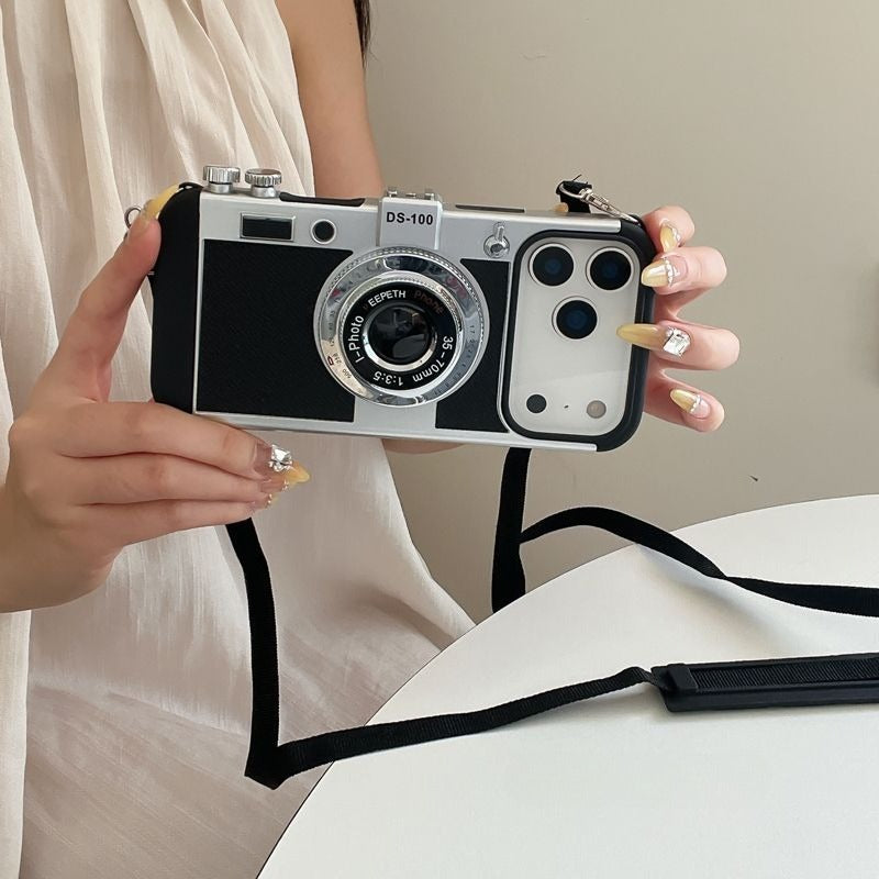 Retro Camera Style Crossbody Lanyard Phone Case For iPhone