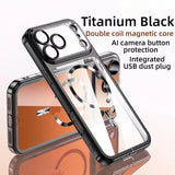 Plating Clear Lens Protector Magnetic Phone Case For iPhone