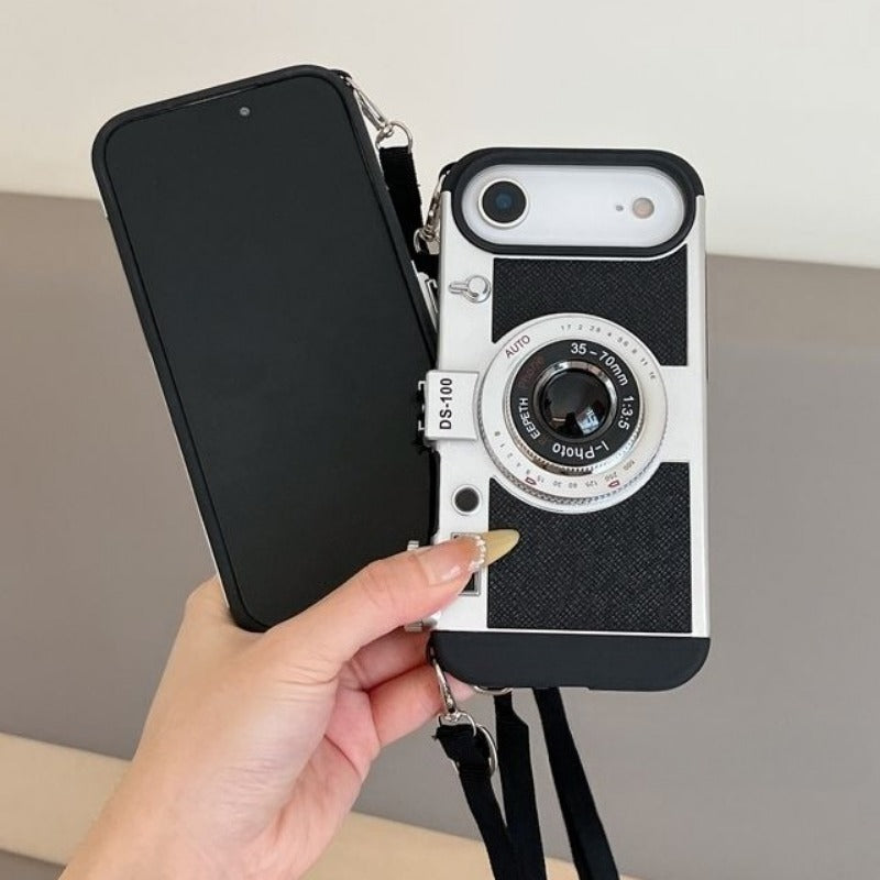 Retro Camera Style Crossbody Lanyard Phone Case For iPhone