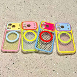 Color-blocked Polka Dot Magnetic Phone Case For iPhone