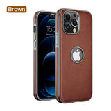 Straight Gold Edge Hollow Leather Phone Case For iPhone