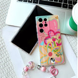 Flower Heart Transparent Card Insert Phone Case For Samsung