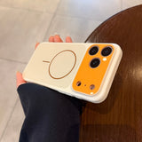 Color-blocked Large Window Hollowed-out Magnetic Phone Case For iPhone