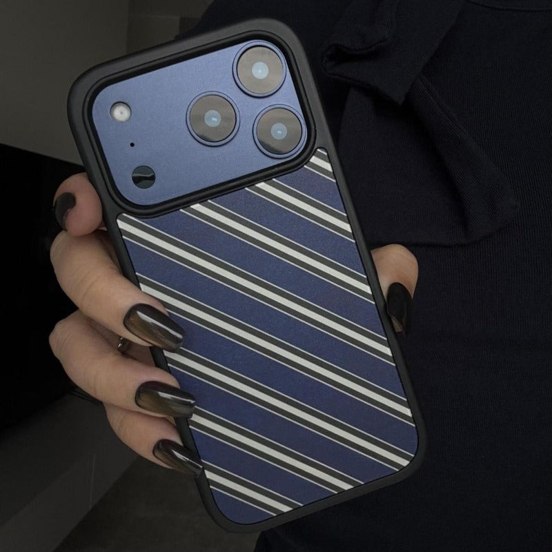 Blue and White Striped Epoxy Phone Case For iPhone