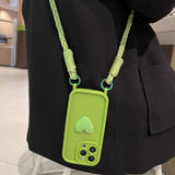 Green Color Cross-body Braided Rope Phone Case For iPhone