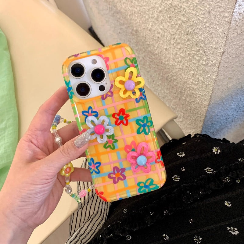 Colorful Lines Flower Phone Case For iPhone