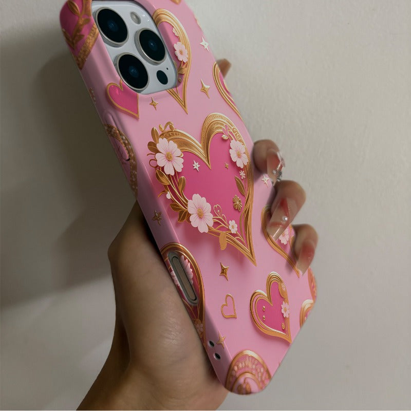 Magnetic Heart Flower Phone Case For iPhone