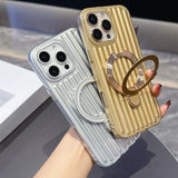 Glossy Corrugated Stripe Magnetic Case For iPhone