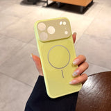 Color-blocked Large Window Hollowed-out Magnetic Phone Case For iPhone