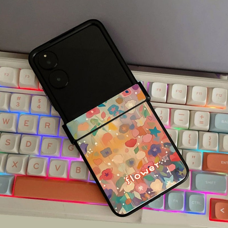 Colorful Flower Hinged All-inclusive Phone Case For Samsung Z FLIP