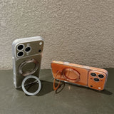 Magnetic Ring Holder Large Window Phone Case for iPhone