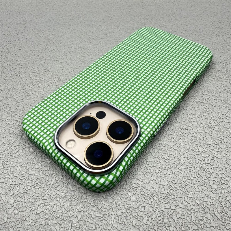 Fresh Lattice Magnetic Metal Frame Phone Case For iPhone