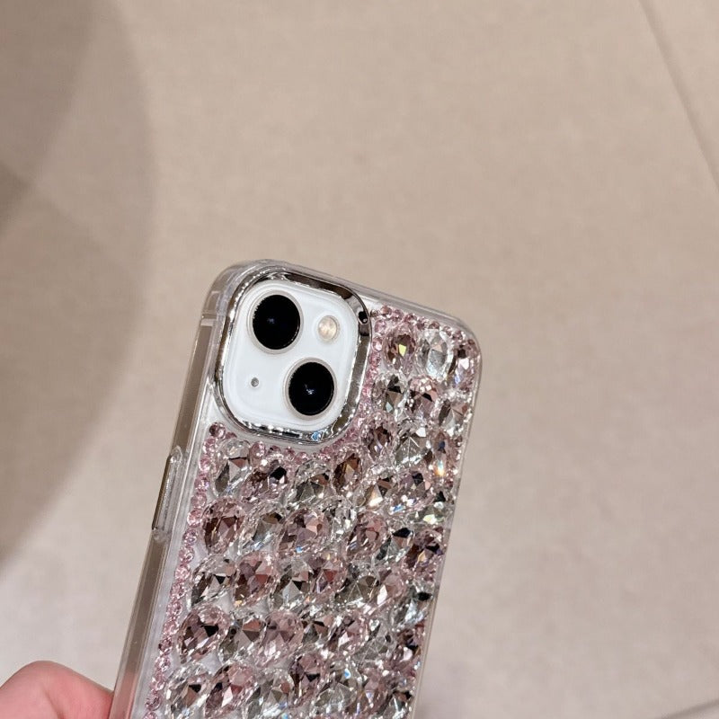 Electroplating 3D Glass Rhinestone Phone Case For iPhone