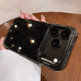 Bling Glitter Camera Protection Stand Holder Clear Case For iPhone