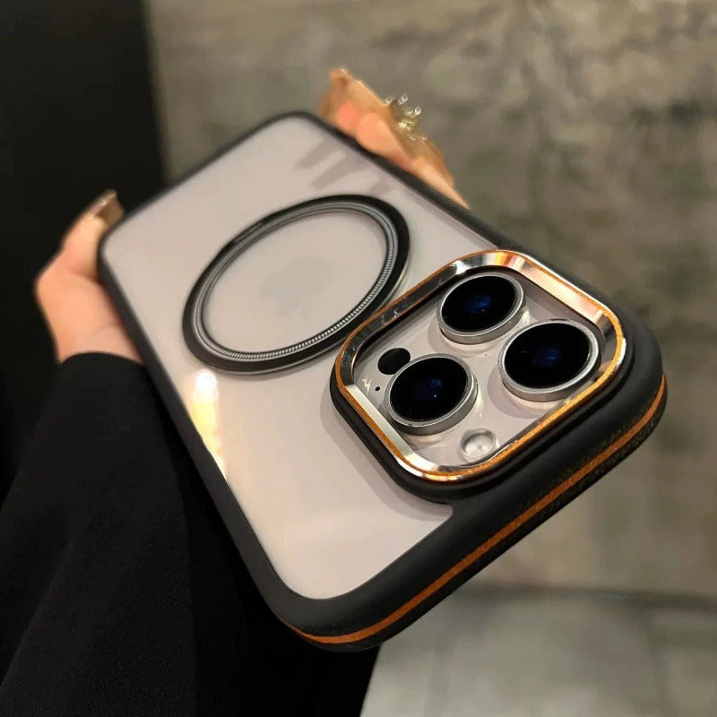 Two-color Simple Transparent Magnetic Phone Case For iPhone