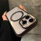 Two-color Simple Transparent Magnetic Phone Case For iPhone